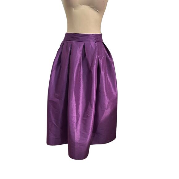 Sexy Diva Deep Purple Box Pleat Midi Skirt 1X – Silk Shantung Look - Picture 2 of 6